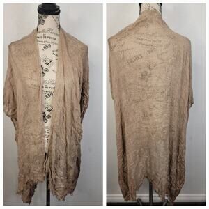 Free People All Tous Cardigan Sz OS Fishnet Bohemian Western High Low Tan Beachy
